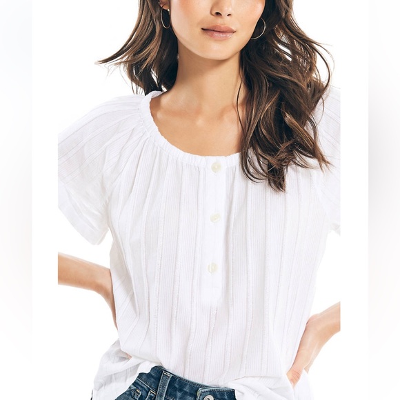 Nautica Tops - Nautica Women's Short Sleeve Textured Woven Top